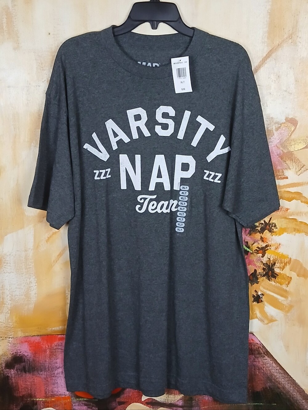 Mad Engine Varsity Nap Team T-Shirt XLT Big & Tall Heather Charcoal Gray NWT